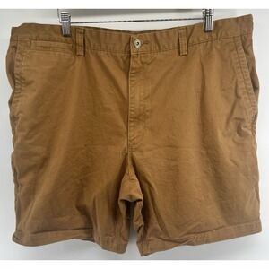 Duluth Trading Flex Ballroom Khaki Shorts 44 Dark Tan/Brown 8.5" Inseam Stretch